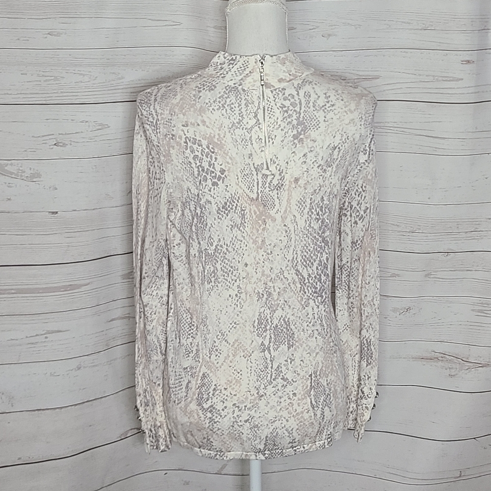 Chico's Python-Print Zip-Back Mock-Neck Sweater - image 5